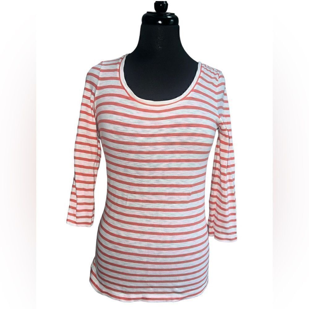 🐘J Crew Pink & White Stripe Top